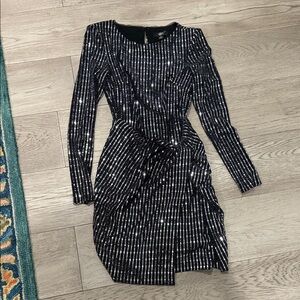 AQUA formal long sleeve sequin dress